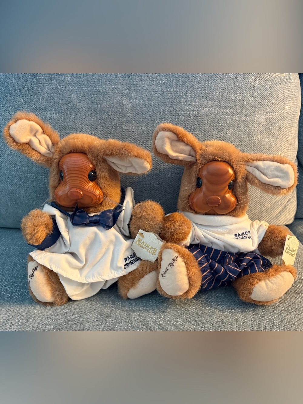 Vintage 1990 Robert Raikes Betsy Ann & Vincent Jr Rabbit Bunny Pair
